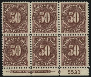 Sale 1037, Lot 2311, Postage Due Featuring Blocks and Plate Blocks (Scott J31-J75)