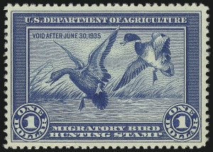 Sale 1037, Lot 2408, Revenues, Hunting Permits, $1.00 1934 Hunting Permit (RW1) Sale 1037, Lot 2408, Revenues, Hunting Permits