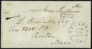 Sale 1037, Lot 2704, Autographs & Free Franks, Colonial, States, Waterway & Ship