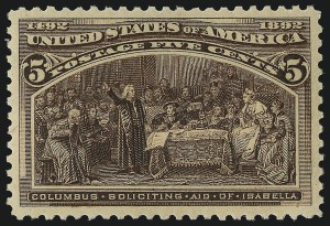 Sale Number 1040, Lot Number 1482, 1893 Columbian Issue, 1c thru 50c, Singles (Scott 230-240) Sale Number 1040, Lot Number 1482, 1893 Columbian Issue, 1c thru 50c, Singles (Scott 230-240)