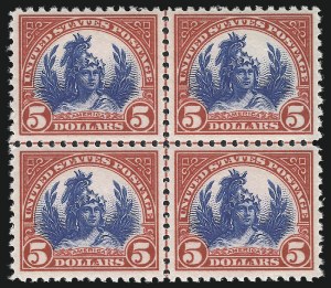 Sale 1040, Lot 1984, 1922-25 Issues (Scott 551-573), $5.00 Carmine & Blue (573) Sale 1040, Lot 1984, 1922-25 Issues (Scott 551-573)