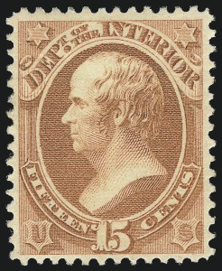 Sale 1040, Lot 2165, Offices in China thru Officials (Scott K, O), 15c Interior, Soft Paper (O102) Sale 1040, Lot 2165, Offices in China thru Officials (Scott K, O)