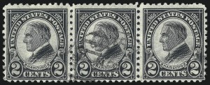Sale 1048, Lot 372, 1922 and Later Issues, incl. 2c Harding Rotary Perf 11 Strip of Three