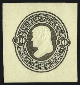 Sale 1050, Lot 785, Postal Stationery (Scott U, UO, UX), 10c Olive Black on Amber, Die 39, Cut Square (U90) Sale 1050, Lot 785, Postal Stationery (Scott U, UO, UX)