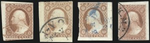 Sale 1061, Lot 3375, 1c-3c 1851-56 Issue (Scott 5A-11A)