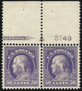 Sale 1061, Lot 3908, 1912-14 Washington-Franklin Issue (Scott 407-459)