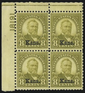 Sale 1061, Lot 4036, 1923 and Later Issues (Scott 575-1688), 8c Kans. Ovpt. (666) Sale 1061, Lot 4036, 1923 and Later Issues (Scott 575-1688)