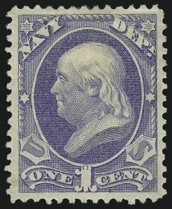 Sale 1061, Lot 4160, Officials, 1c Navy (O35) Sale 1061, Lot 4160, Officials