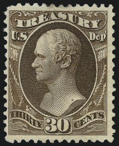 Sale 1061, Lot 4193, Officials, Cont., 30c Treasury, Soft Paper (O112) Sale 1061, Lot 4193, Officials, Cont.