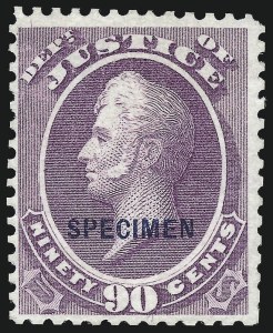 Sale 1061, Lot 4203, Official Specimens, 90c Justice, Specimen Ovpt. (O34S) Sale 1061, Lot 4203, Official Specimens