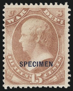 Sale 1061, Lot 4212, Official Specimens, 15c War, Specimen Ovpt. (O90S) Sale 1061, Lot 4212, Official Specimens