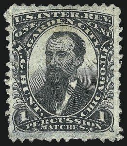 Sale 1061, Lot 4358, Private Die Match Stamps, Goldback thru Wise, Private Die Canned Fruit, L. G. Hunt, 1c Black, Old Paper (RO113a) Sale 1061, Lot 4358, Private Die Match Stamps, Goldback thru Wise, Private Die Canned Fruit