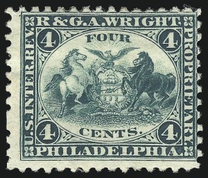 Sale 1061, Lot 4501, Private Die Perfume Stamps and Private Die Group Lot, R. & G. A. Wright, 4c Green, Watermarked (RT25d) Sale 1061, Lot 4501, Private Die Perfume Stamps and Private Die Group Lot