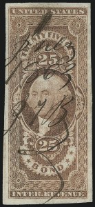 Sale 1066, Lot 12, First Issue Imperforate, 25c Bond, Imperforate (R43a) Sale 1066, Lot 12, First Issue Imperforate