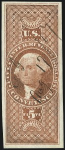 Sale 1066, Lot 31, First Issue Imperforate, $5.00 Conveyance, Imperforate (R89a) Sale 1066, Lot 31, First Issue Imperforate