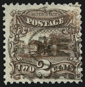 Sale 1067, Lot 1128, 1869 Pictorial Issue and 1875 Re-Issue (Scott 112b-133a), 2c Brown, Re-Issue (124) Sale 1067, Lot 1128, 1869 Pictorial Issue and 1875 Re-Issue (Scott 112b-133a)
