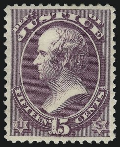 Sale 1067, Lot 1713, Officials, Newspapers, Parcel Post (Scott O, PR, Q), 15c Justice (O31) Sale 1067, Lot 1713, Officials, Newspapers, Parcel Post (Scott O, PR, Q)