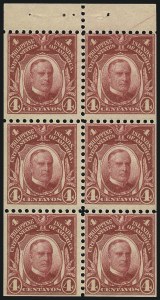 Sale 1067, Lot 1930, U.S. Possessions: Philippines, 1906-45, PHILIPPINES, 1906, 4c Carmine, Booklet Pane of Six (242b) Sale 1067, Lot 1930, U.S. Possessions: Philippines, 1906-45