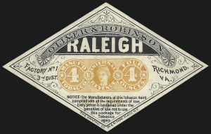 Sale 1067, Lot 498, Revenues: Tax-Paid Tobacco Issues on Paper