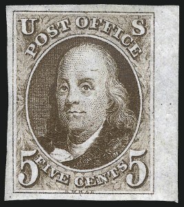 Sale 1078, Lot 20, 5c 1847 Issue (Scott 1-1d)