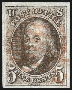Sale 1078, Lot 23, 5c 1847 Issue (Scott 1-1d)