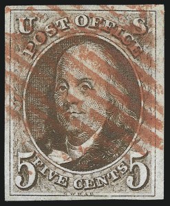 Sale 1078, Lot 29, 5c 1847 Issue (Scott 1-1d)