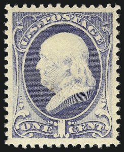 Sale 1078, Lot 325, 1870-93 Bank Note Issues (Scott 148-225), 1c Gray Blue (206) Sale 1078, Lot 325, 1870-93 Bank Note Issues (Scott 148-225)