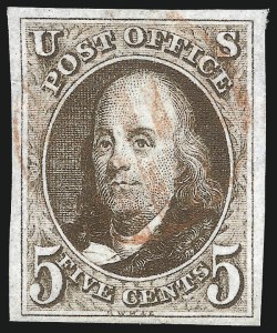 Sale 1078, Lot 34, 5c 1847 Issue (Scott 1-1d)