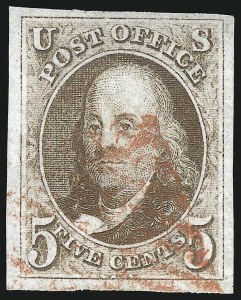 Sale 1078, Lot 35, 5c 1847 Issue (Scott 1-1d)