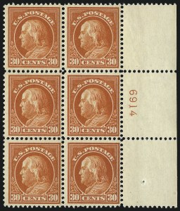 Sale 1078, Lot 516, 1912-23 Washington-Franklin Issues, 30c Orange Red (420) Sale 1078, Lot 516, 1912-23 Washington-Franklin Issues