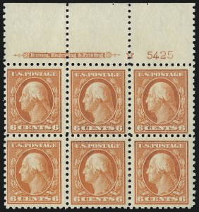 Sale 1078, Lot 525, 1912-23 Washington-Franklin Issues, 6c Red Orange (429) Sale 1078, Lot 525, 1912-23 Washington-Franklin Issues