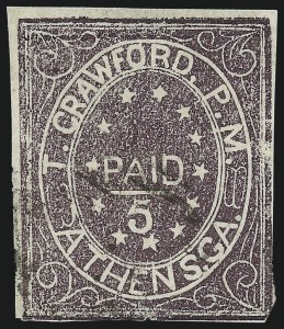 Sale 1082, Lot 572, Confederate States: Postmasters Provisionals