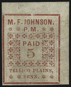 Sale 1082, Lot 593, Confederate States: Postmasters Provisionals