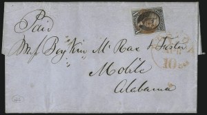 Sale 1084, Lot 3026, 5c-10c 1847 Issue Covers Used from Florida (Scott 1-2)