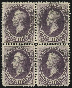 Sale 1084, Lot 3490, 1881-88 American Bank Note Co. Issues (Scott 205-218), 90c Purple (218) Sale 1084, Lot 3490, 1881-88 American Bank Note Co. Issues (Scott 205-218)