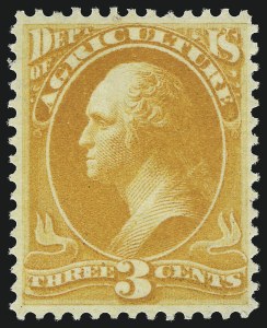 Sale 1085, Lot 4011, Agriculture Department (Scott O1-O9), 3c Agriculture (O3) Sale 1085, Lot 4011, Agriculture Department (Scott O1-O9)