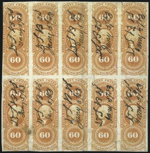 Sale 1089, Lot 350, First Issue Blocks and Record-Size Multiples, Imperforate, 1c-60c