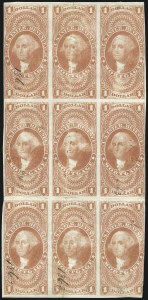 Sale 1089, Lot 358, First Issue Blocks and Record-Size Multiples, Imperforate, $1.00-$200.00