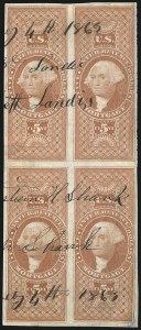 Sale 1089, Lot 371, First Issue Blocks and Record-Size Multiples, Imperforate, $1.00-$200.00