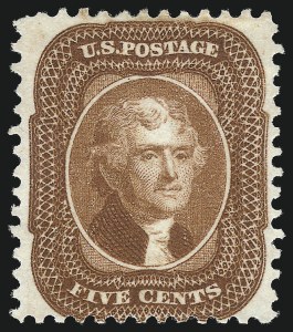 Sale 1090, Lot 1182, 1875 Reprint of 1857-60 Issue (Scott 40-47), 5c Orange Brown, Reprint (42) Sale 1090, Lot 1182, 1875 Reprint of 1857-60 Issue (Scott 40-47)
