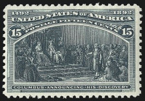 Sale 1090, Lot 1392, 1893 Columbian Issue (Scott 230-245), 15c Columbian (238) Sale 1090, Lot 1392, 1893 Columbian Issue (Scott 230-245)