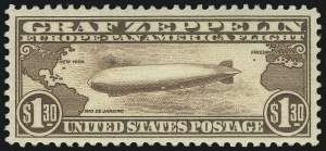 Sale 1090, Lot 1613, Air Post, $1.30 Graf Zeppelin (C14) Sale 1090, Lot 1613, Air Post