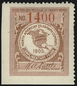 Sale 1090, Lot 1885, Telegraph Company Stamps