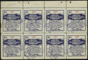 Sale 1090, Lot 1908, Telegraph Company Stamps, cont.