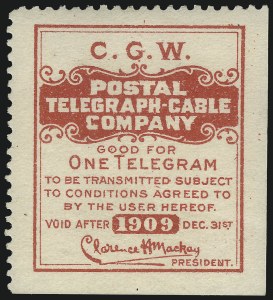 Sale 1090, Lot 1910, Telegraph Company Stamps, cont.