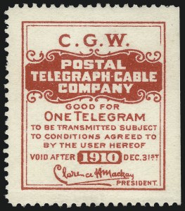 Sale 1090, Lot 1911, Telegraph Company Stamps, cont.