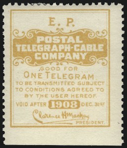 Sale 1090, Lot 1915, Telegraph Company Stamps, cont.