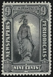 Sale 1094, Lot 172, Newspapers & Periodicals: 1875 Issue (Scott PR9-PR32), 9c Black, 1875 Issue (PR14) Sale 1094, Lot 172, Newspapers & Periodicals: 1875 Issue (Scott PR9-PR32)