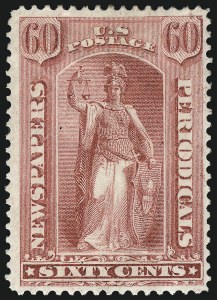 Sale 1094, Lot 176, Newspapers & Periodicals: 1875 Issue (Scott PR9-PR32), 60c Rose, 1875 Issue (PR20) Sale 1094, Lot 176, Newspapers & Periodicals: 1875 Issue (Scott PR9-PR32)