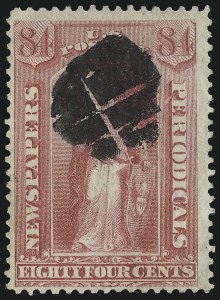 Sale 1094, Lot 179, Newspapers & Periodicals: 1875 Issue (Scott PR9-PR32), 84c Rose, 1875 Issue (PR22) Sale 1094, Lot 179, Newspapers & Periodicals: 1875 Issue (Scott PR9-PR32)